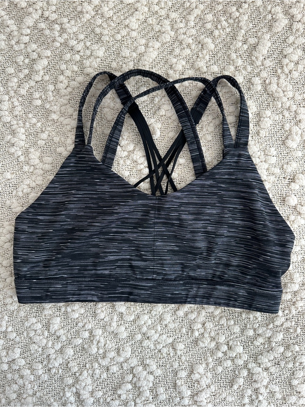 C9 Champion Strappy Back Sports Bra Size L Black Heathered Space Dye Activewear